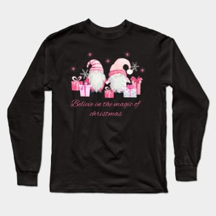 retro vintage pink santa claus Long Sleeve T-Shirt